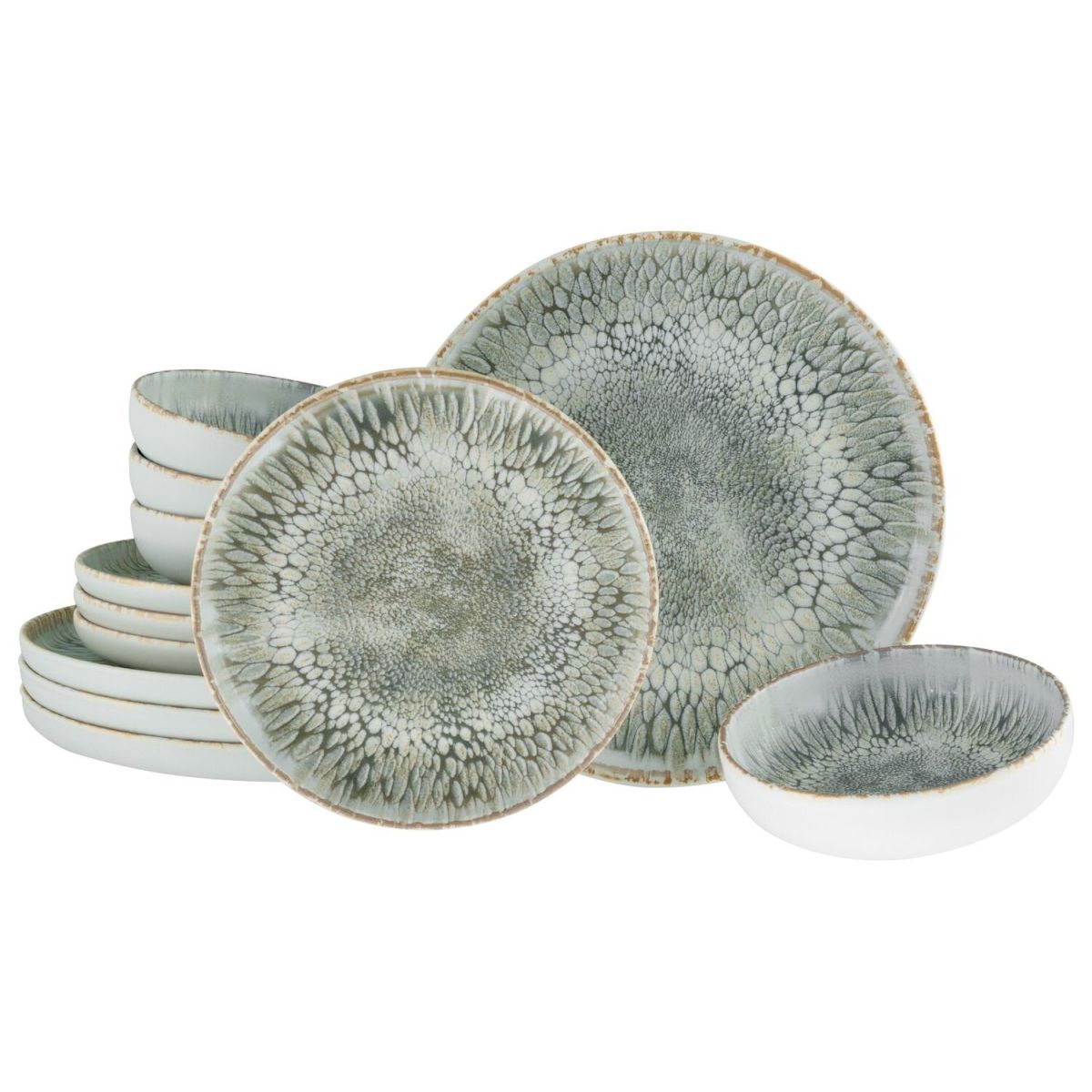 CreaTable Uno - Tellerset 12-tlg hellgrau meliert