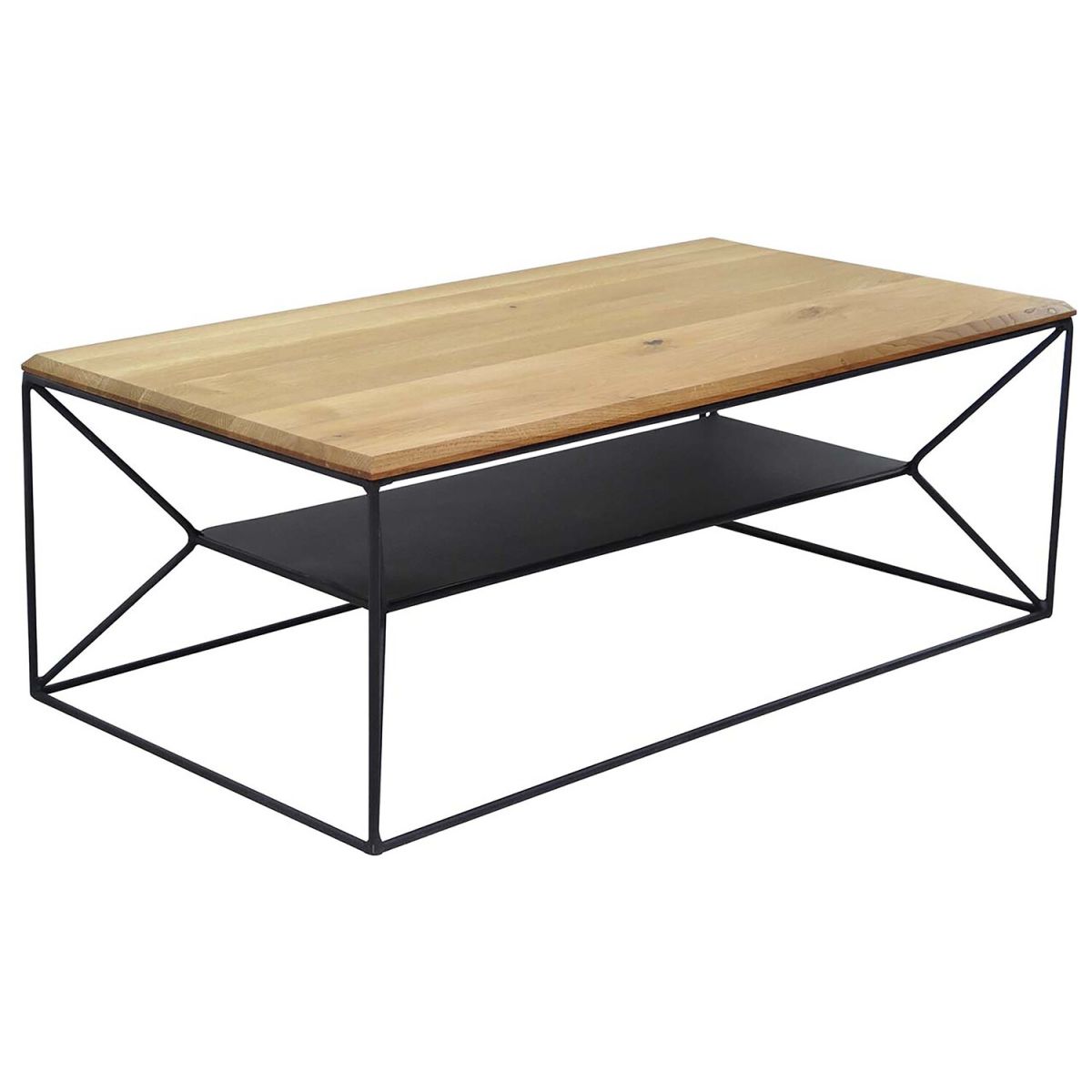 Infantil Couchtisch 'Robin' mit Ablage, Wildeiche, 110 x 40 x 60 cm 60x110x40 cm (LxBxH); Platte braun, Gestell schwarz; rechteckig