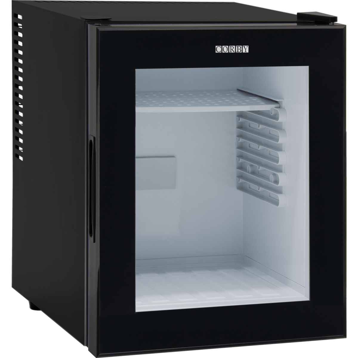 Minibar per hotel con porta in vetro CORBY; 38.5x47.5x45.5 cm (LxHxP); nero