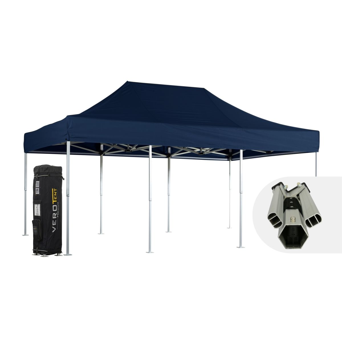 VeroTENT VeroTENT Faltpavillon 4x6m Luxea mit Dach 4 Standbeine 400x600x400 cm (LxBxH); navy
