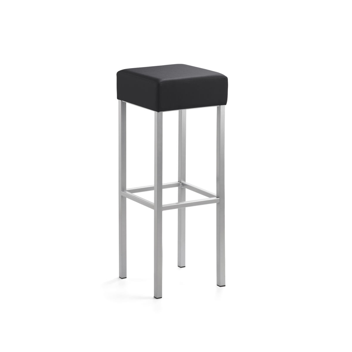 Mayer Sitzmöbel Extra-hoher Barhocker 89 cm, Vierfuß, Mikrofaser in Lederoptik 34x34x92 cm (BxTxH); Sitz anthrazit, Gestell silber