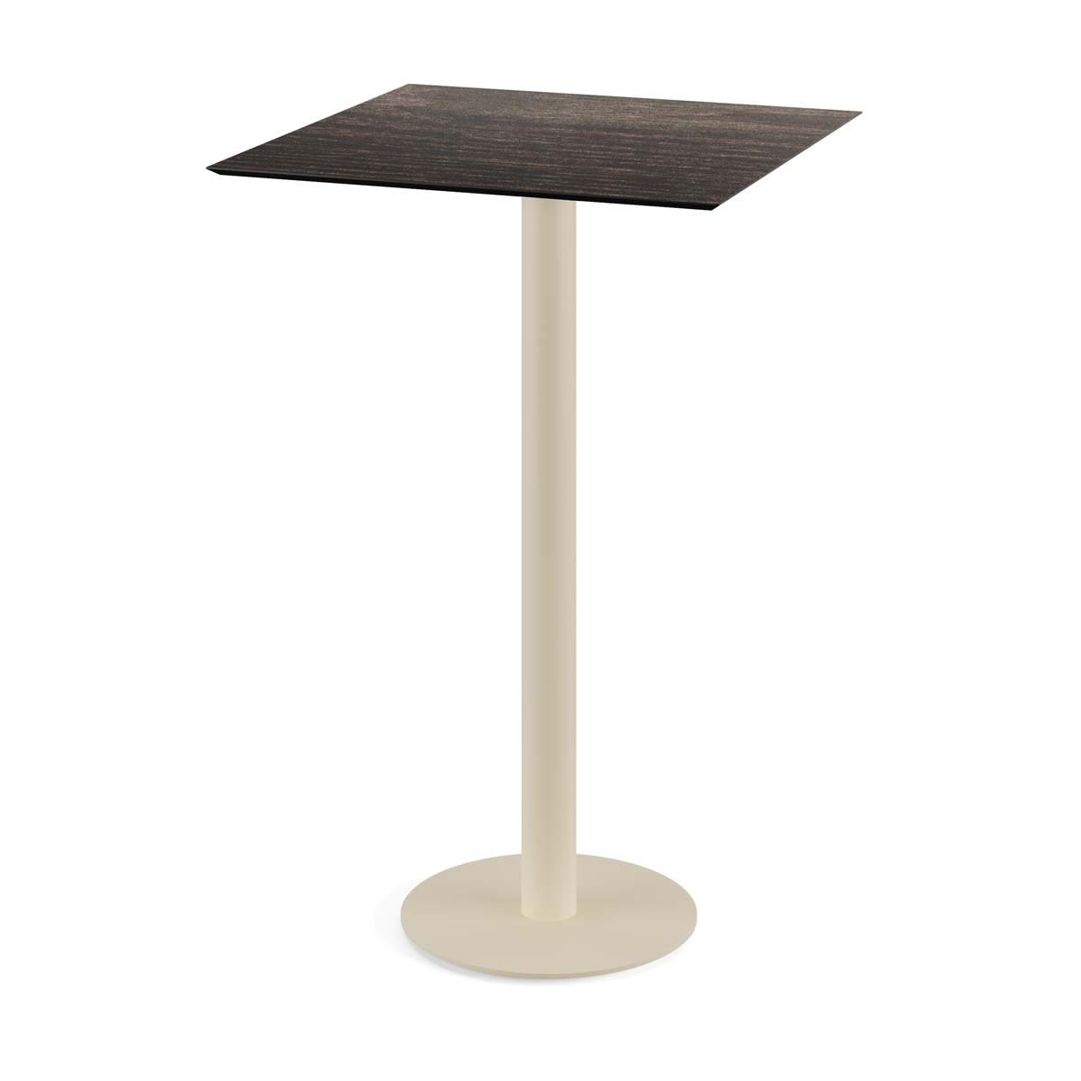 Feros Urban Stehtisch Sand Gestell + HPL quadratisch 70x70x109.2 cm (LxBxH); dunkelbraun; quadratisch
