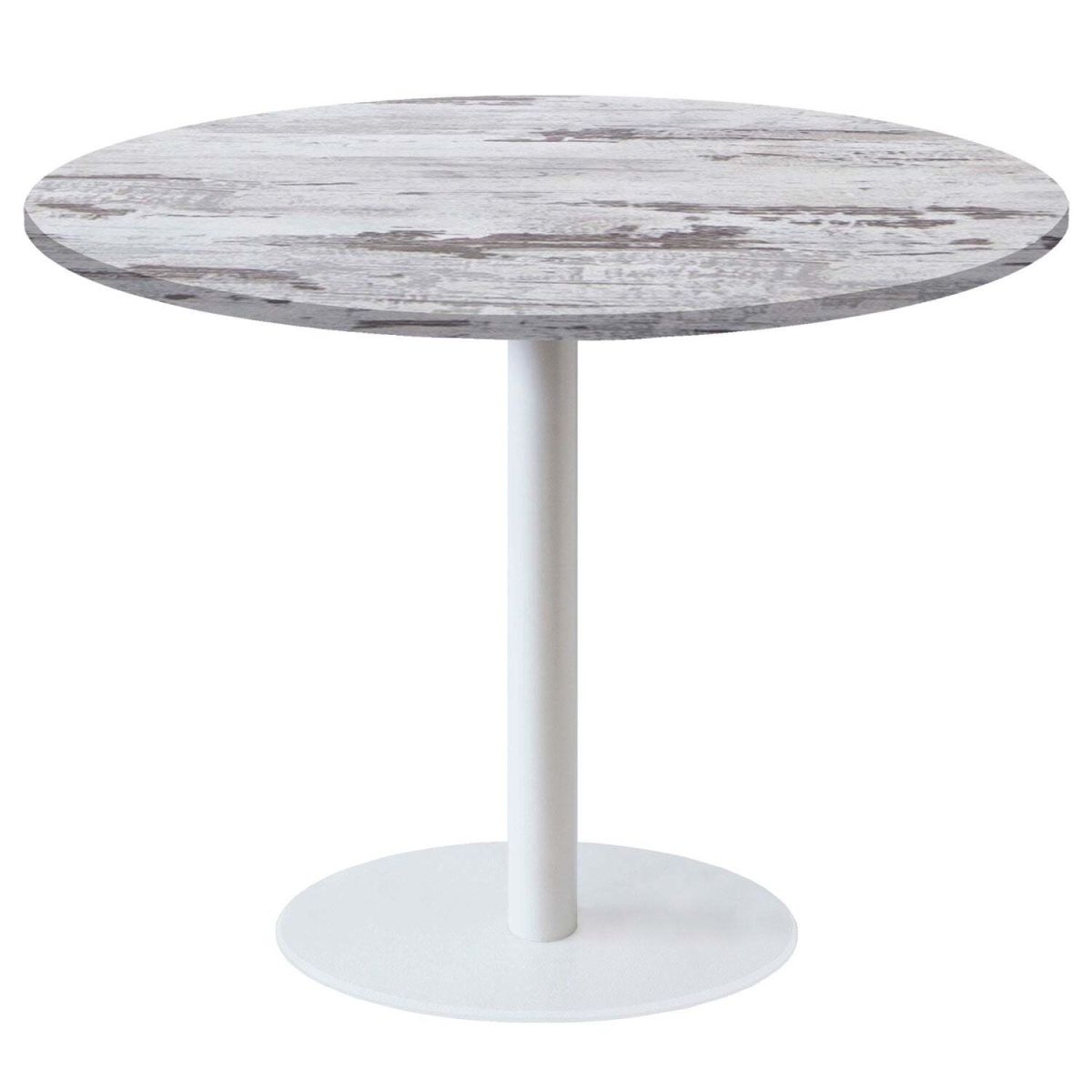 RestooTab Tisch Rome XL rund Gestell weiß - Dekor Holz & Uni 120x120x75x120 cm (LxBxHxØ); eiche/weiß; Gestell schwarz; rund