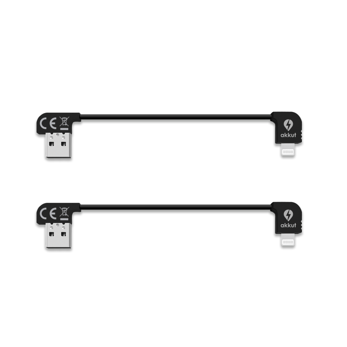 akkut 2 Stk. Ladekabel Apple Lightning für FLEXIBLE BANK 8 Qi schwarz; 2 Stück / Pack