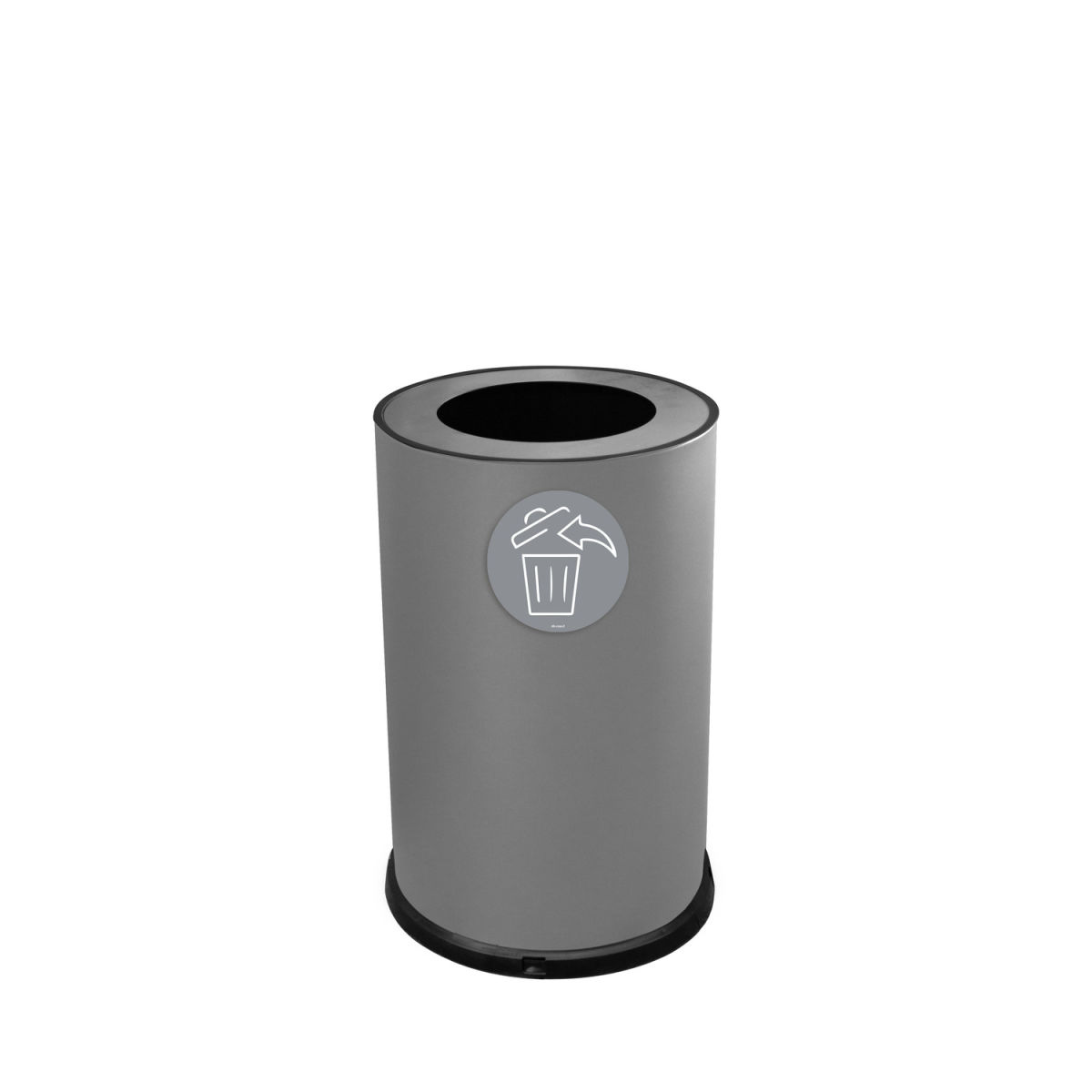 STIL CASA Recyclingbehälter, Ø 45 x H. 72 cm, Stahl lackiert, ein Fach, magnetisches Piktogramm, 100 Liter, grau. 70 l, 45x45x45.5x72 cm (LxBxØxH); grau