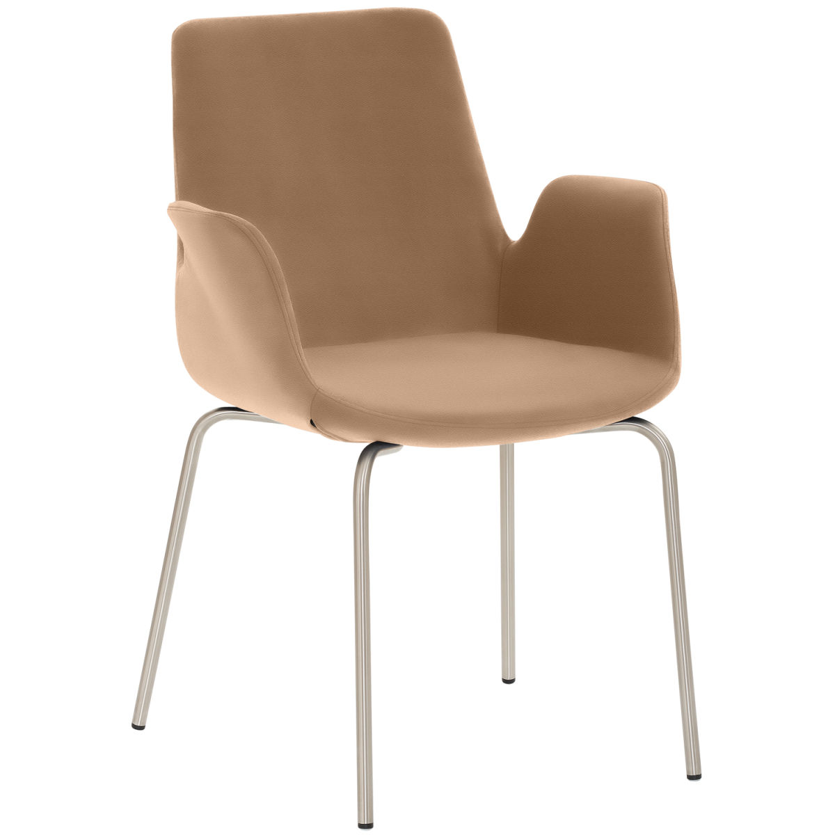 Mayer Sitzmöbel Sessel 2009, Mikrofaser-Stoff, 4-Fuß-Gestell 58x59x87 cm (BxTxH); Sitz hellbraun, Gestell edelstahl