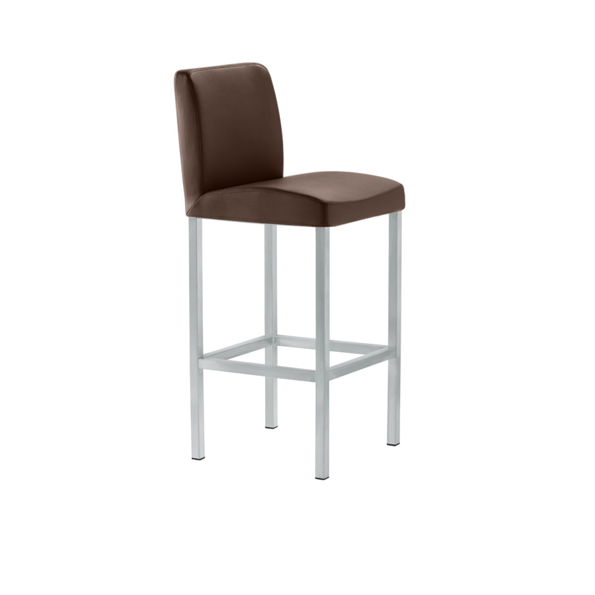 Mayer Sitzmöbel Barhocker Barstuhl, Vierfuß, Mikrofaser in Lederoptik, bis 150 kg 40x45x94 cm (BxTxH); Sitz dunkelbraun, Gestell silber