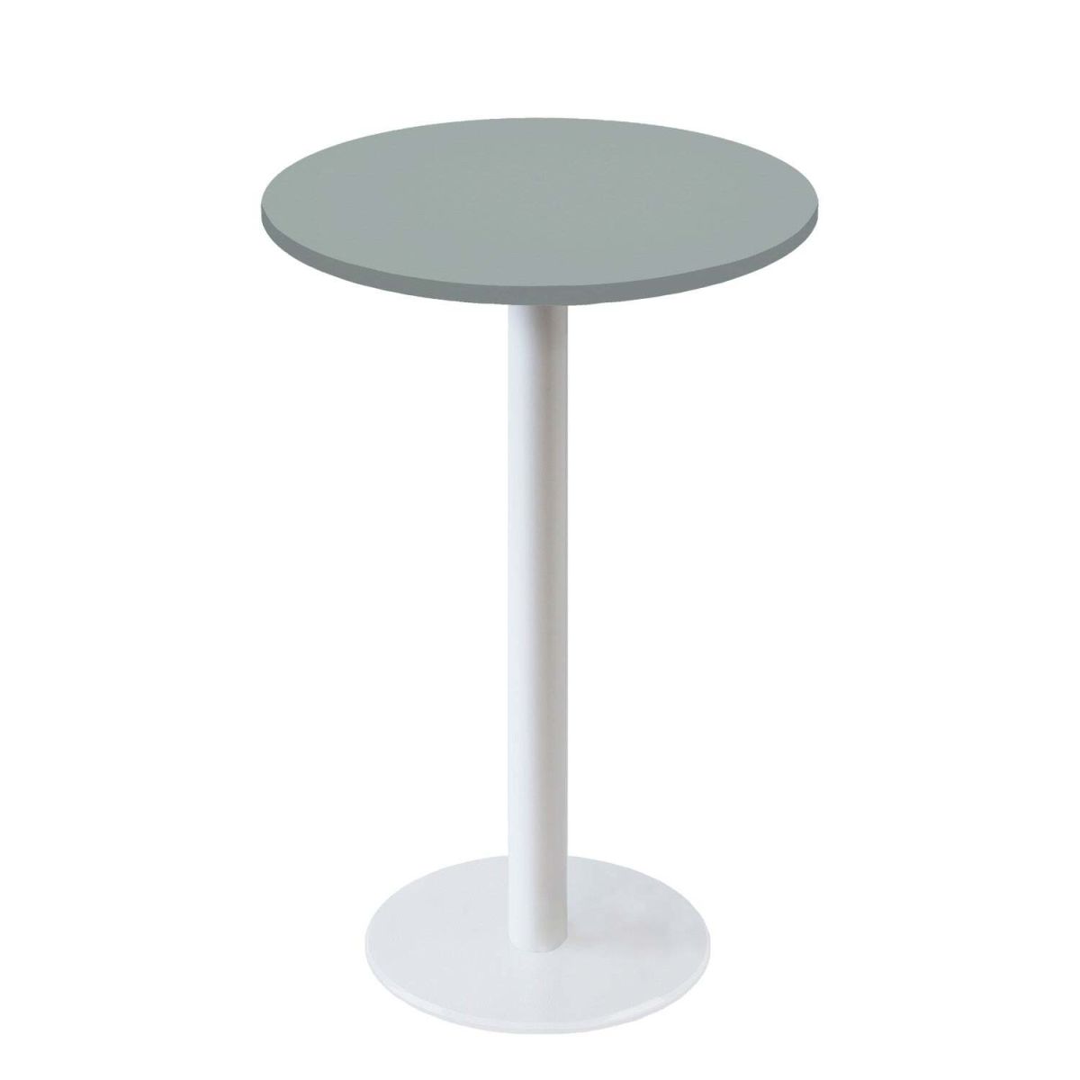 Tavolo alto Roma rotondo base bianco - laminato tinta unita RestooTab; 113x60 cm (HxØ); grigio; rotonda