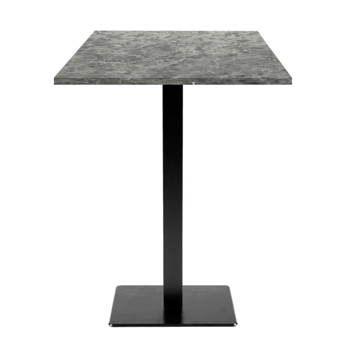 RestooTab Stehtisch Milan quadratisch - Dekor Stein & Holz 60x60x113 cm (LxBxH); Platte steingrau/marmoriert, Gestell schwarz; quadratisch