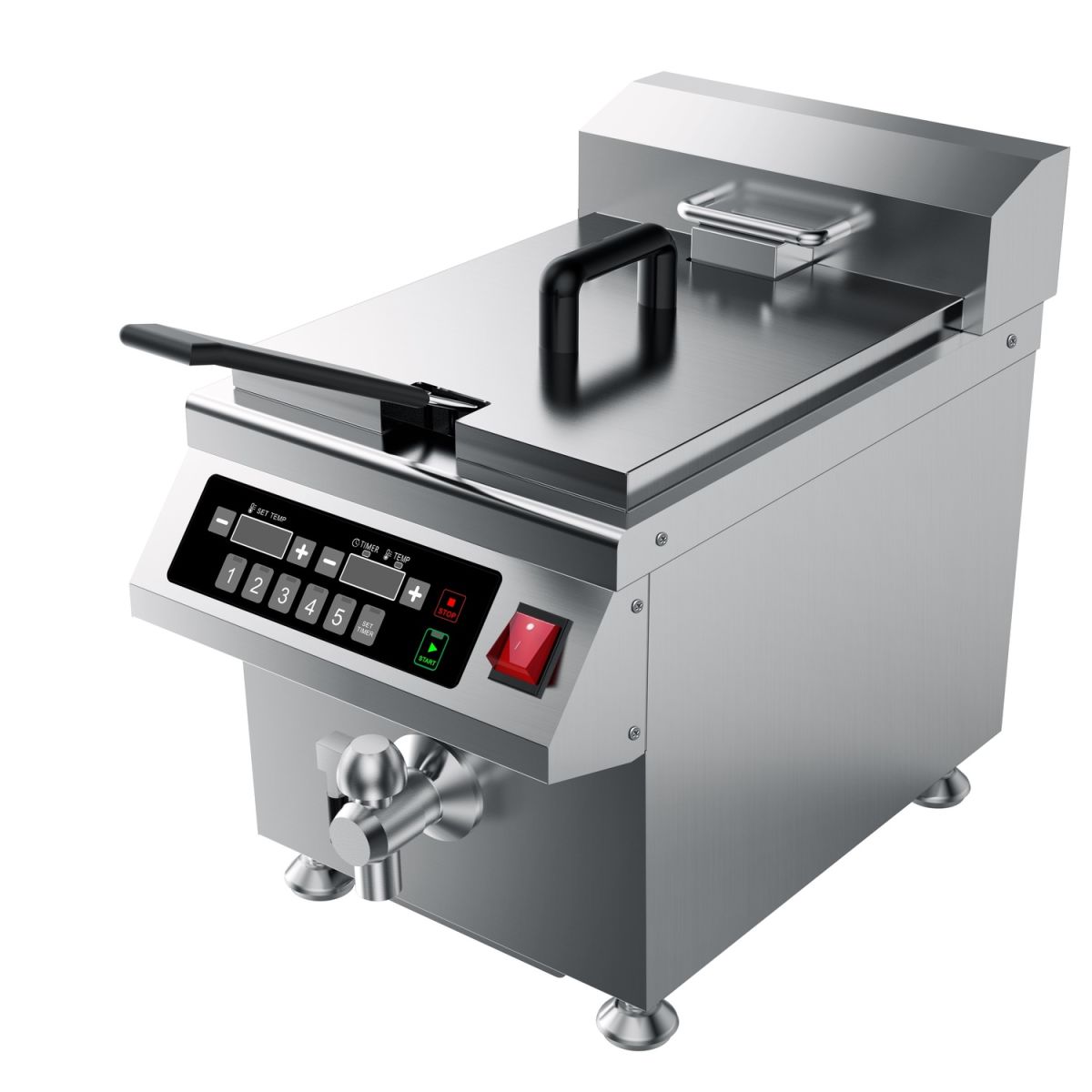 Stalgast Induktions-Fritteuse, 8 Liter, 3.5 kW 8 l, 29x49x41.8 cm (BxTxH); silber