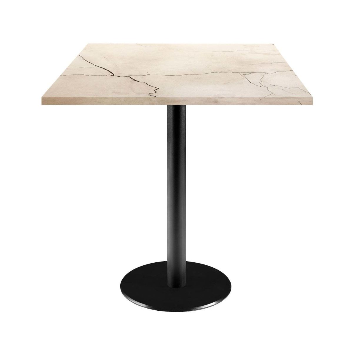 RestooTab Tisch Rome quadratisch - Dekor Stein 70x70x75 cm (LxBxH); Platte sand, Gestell schwarz; quadratisch