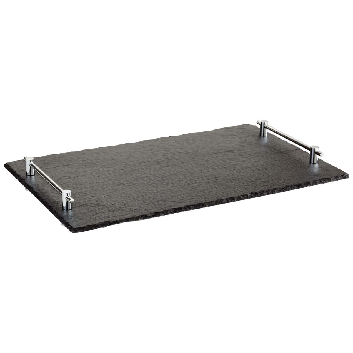 APS GN 1/1 Naturschieferplatte HOCHSTAPLER; GN 1/1, 53x32.5x6 cm (LxBxH); schwarz/edelstahl; rechteckig