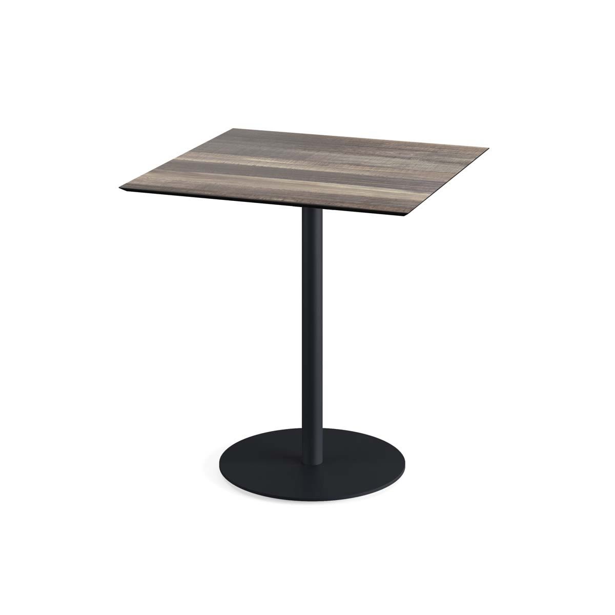 Feros Terrassentisch Urban Schwarz Gestell + HPL quadratisch 70x70x73.2 cm (LxBxH); hellbraun; quadratisch