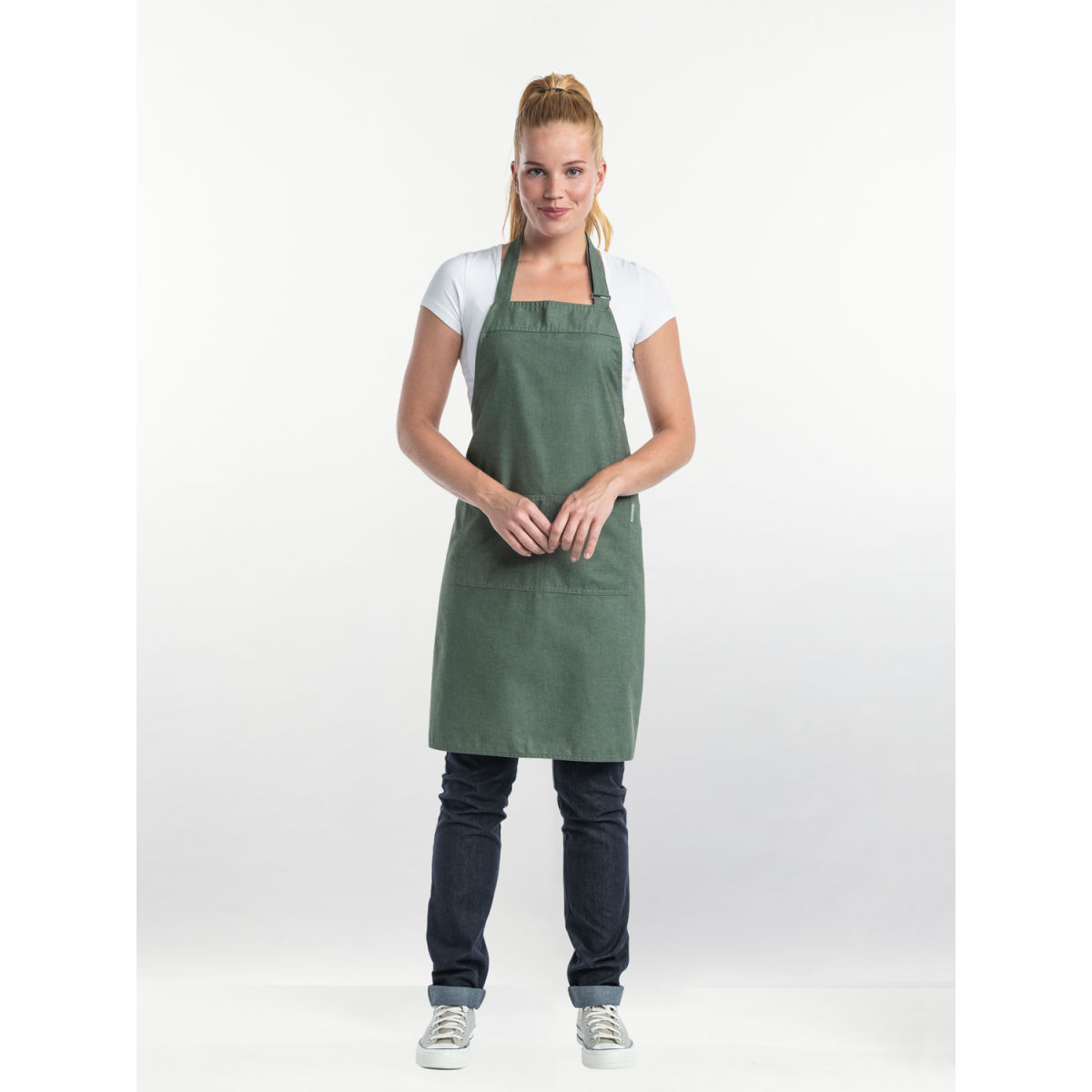 Chaud Devant Latzschürze Base Moss Green W70 – L85 85x70 cm (LxB); moosgrün