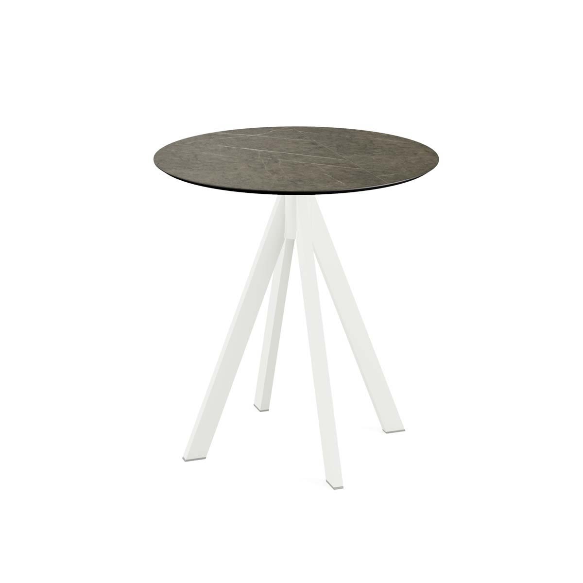 Feros Terrassentisch Infinity Weiß Gestell + HPL rund 73.2x70 cm (HxØ); braun; rund