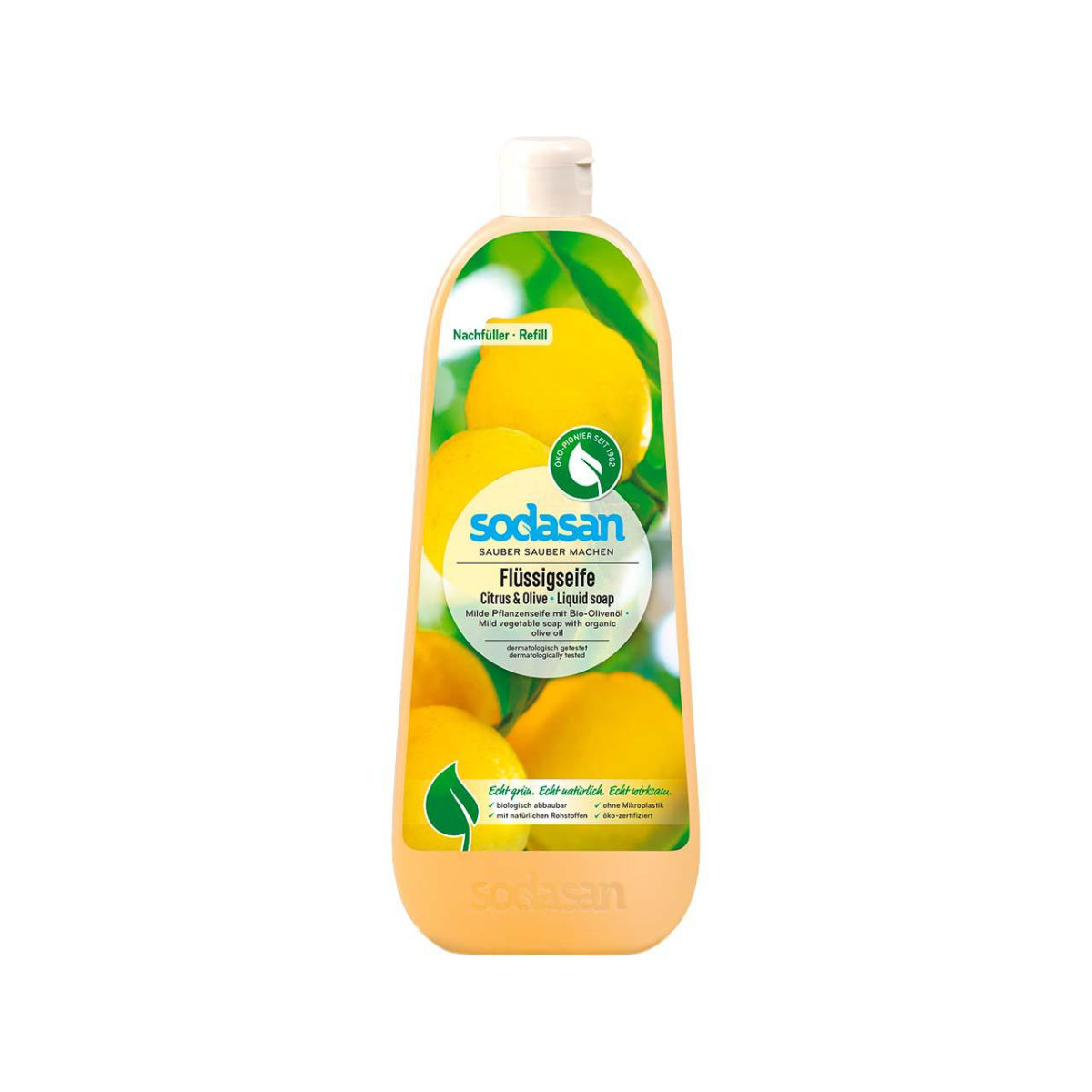 Sodasan Flüssigseife 'Citrus & Olive', Nachfüllung 1 l; 1000 ml, 1000 ml; gelb