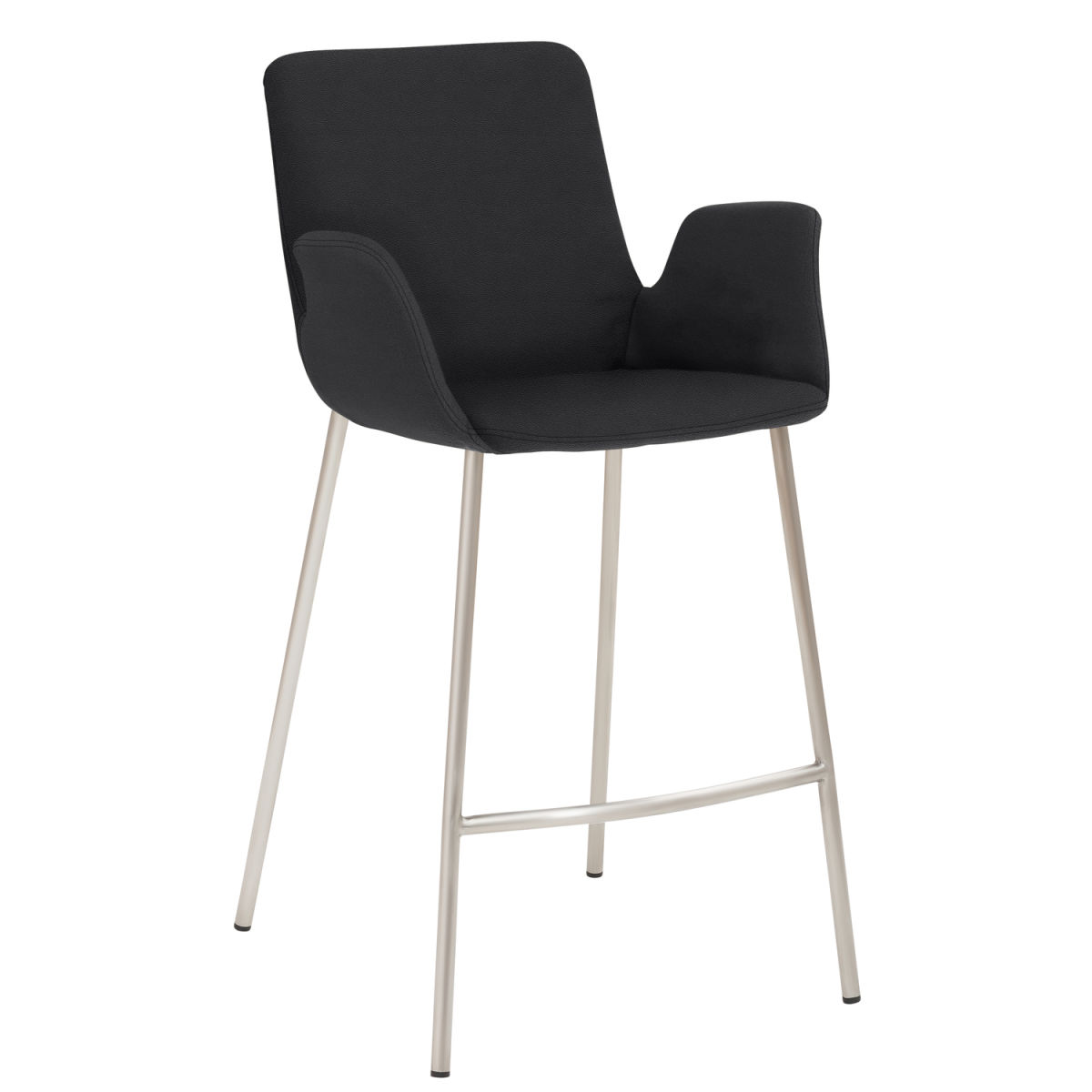 Mayer Sitzmöbel Tresenhocker mit Armlehnen, Vierfuß-Gestell, Mikrofaser in Lederoptik Gestell silber 53x49x95 cm (BxTxH); Sitz anthrazit, Gestell silber
