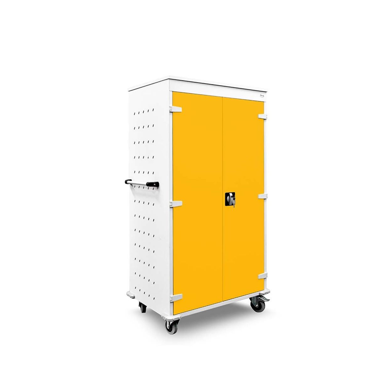 rotstahl Laptopwagen 26 Fächer mit lichtgrauem Korpus 92x154 cm (BxH); gelb