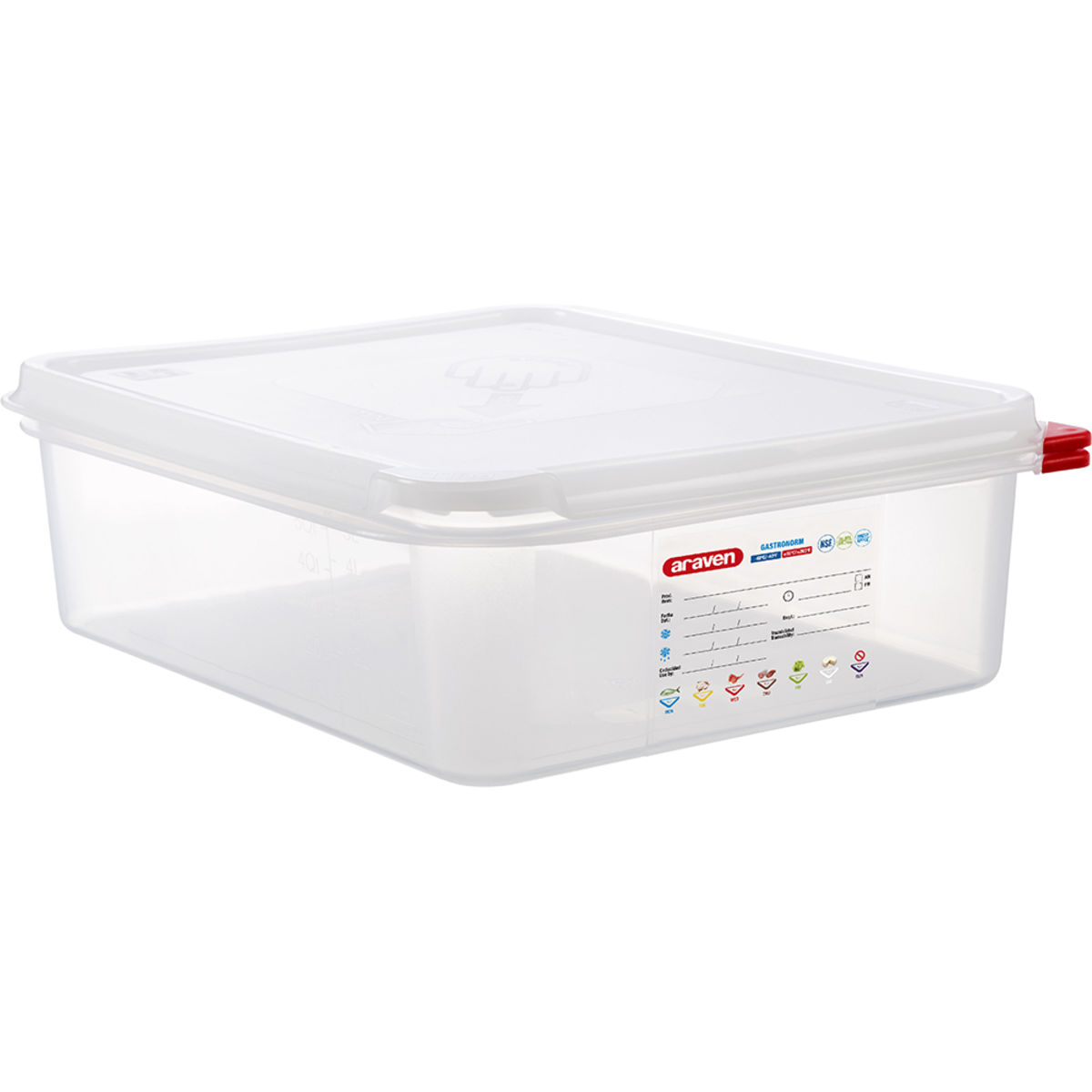 Araven Gastronormbehälter mit Deckel, Polypropylen GN 1/2, 6.5 l, 32.5x26.5x10 cm (LxBxT); transparent