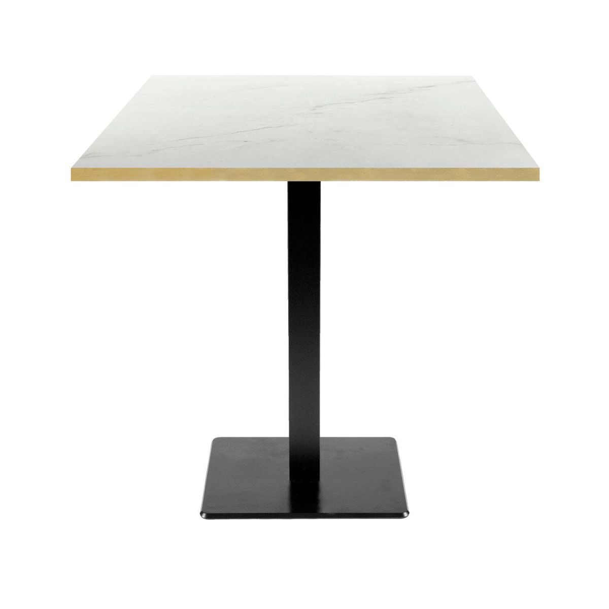 RestooTab Tisch Milan quadratisch - Kanten messingfarben 70x70x75 cm (LxBxH); Platte weiß/beige/messing, Gestell schwarz; quadratisch