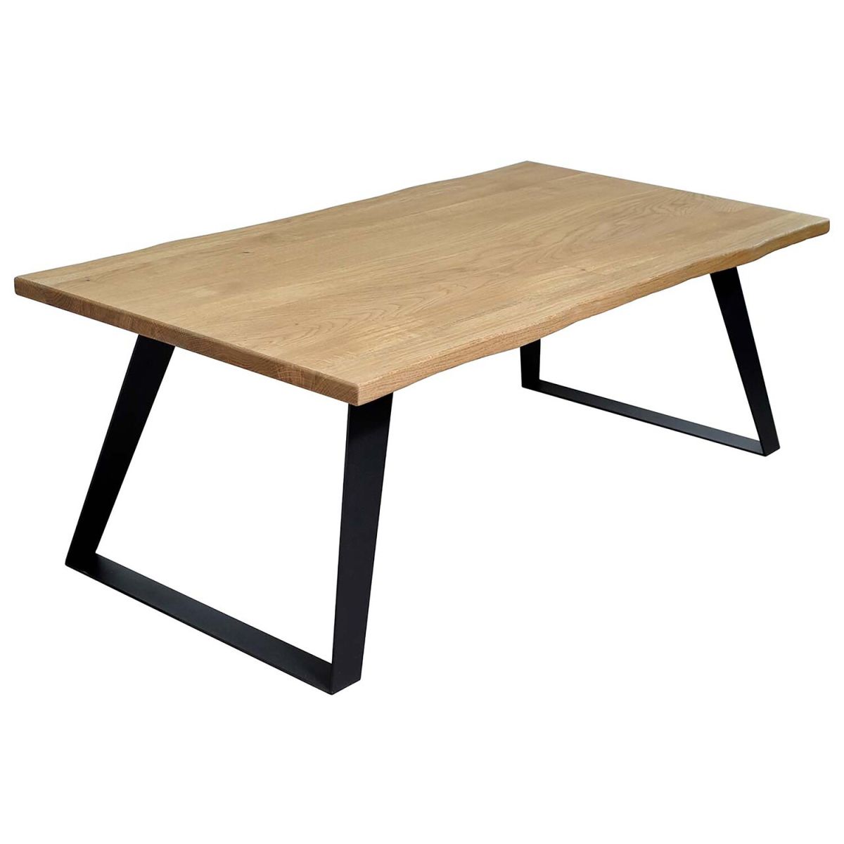 Infantil Couchtisch 'Charlie', mit Baumkante, Wildeiche, 110 x 40 x 60 cm 60x110x40 cm (LxBxH); Platte braun, Gestell schwarz; rechteckig