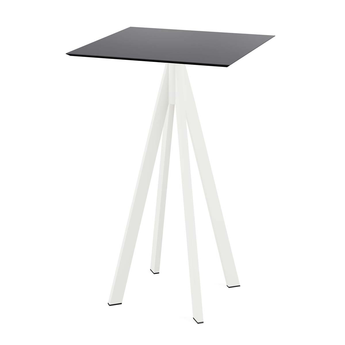 Feros Stehtisch Infinity Weiß Gestell + HPL quadratisch 70x70x109.2 cm (LxBxH); schwarz; quadratisch