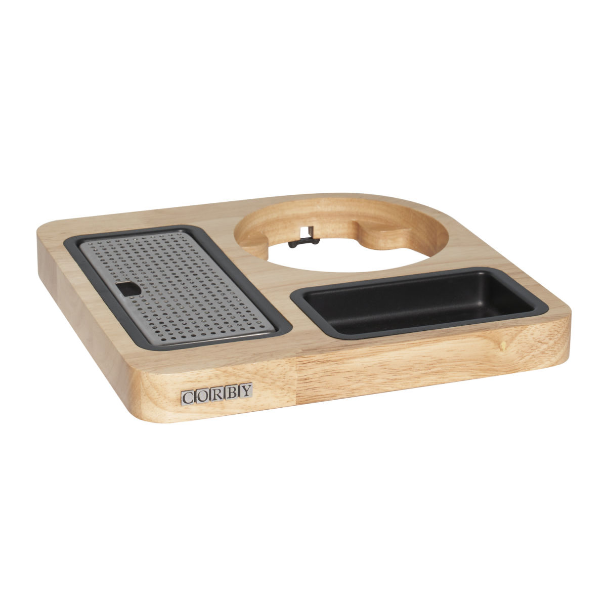 Vassoio di cortesia Canterbury compatto in legno scuro CORBY; 0.23x3 cm (LxH); marrone chiaro