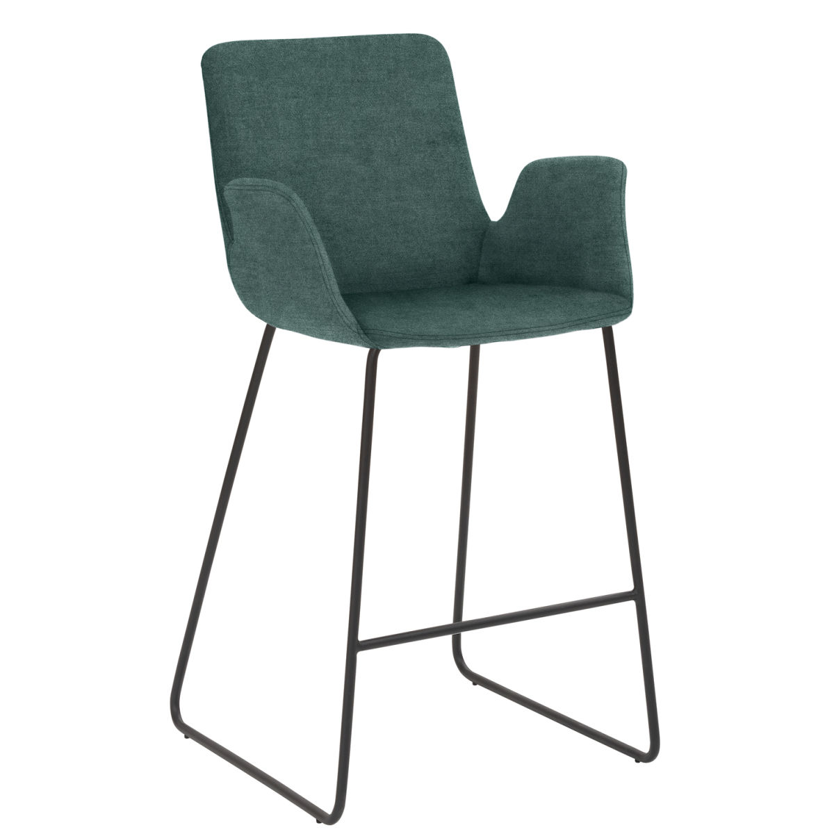 Mayer Sitzmöbel Tresenhocker mit Armlehnen, Kufengestell, Samtbezug Gestell schwarz 53x49x95 cm (BxTxH); Sitz petrol, Gestell schwarz