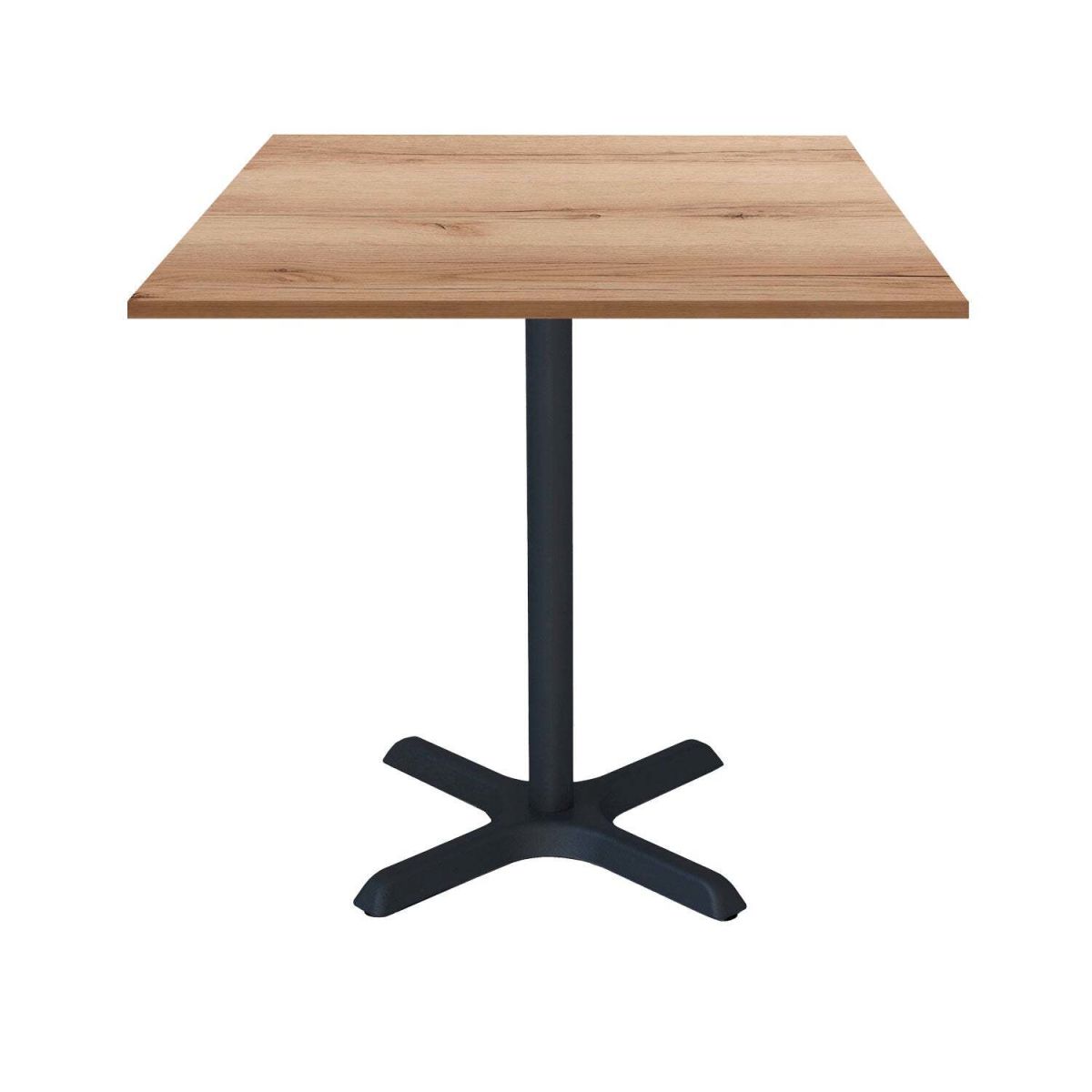 RestooTab Tisch Dina quadratisch - Dekor Holz & Uni 70x70x74 cm (LxBxH); Platte eiche/natur, Gestell schwarz; quadratisch