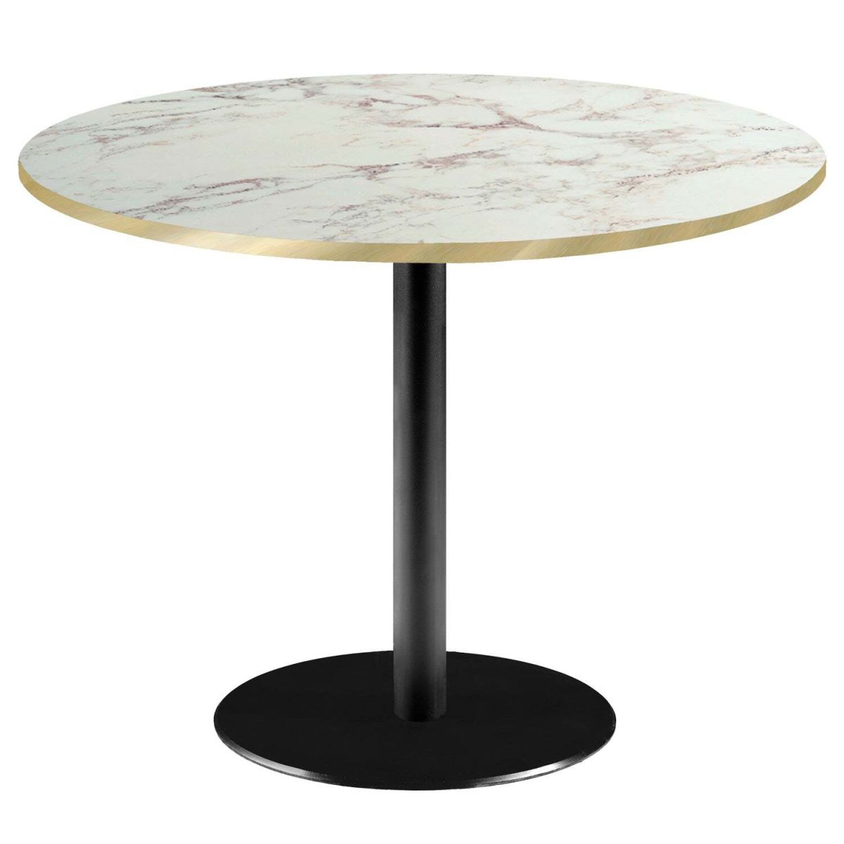 Tavolo Roma XL rotondo - laminato pietra RestooTab; 75x120 cm (HxØ); bianco lana/marrone/ottone; rotonda