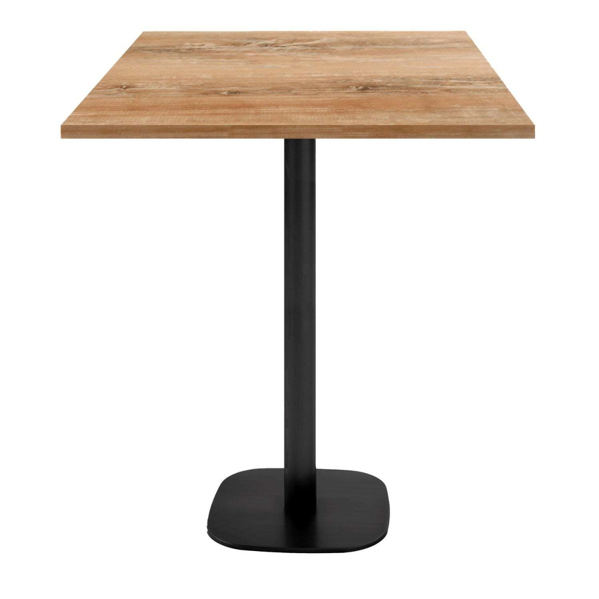RestooTab Stehtisch Round quadratisch - Dekor Stein & Holz 70x70x113 cm (LxBxH); Platte eiche antik, Gestell schwarz; quadratisch