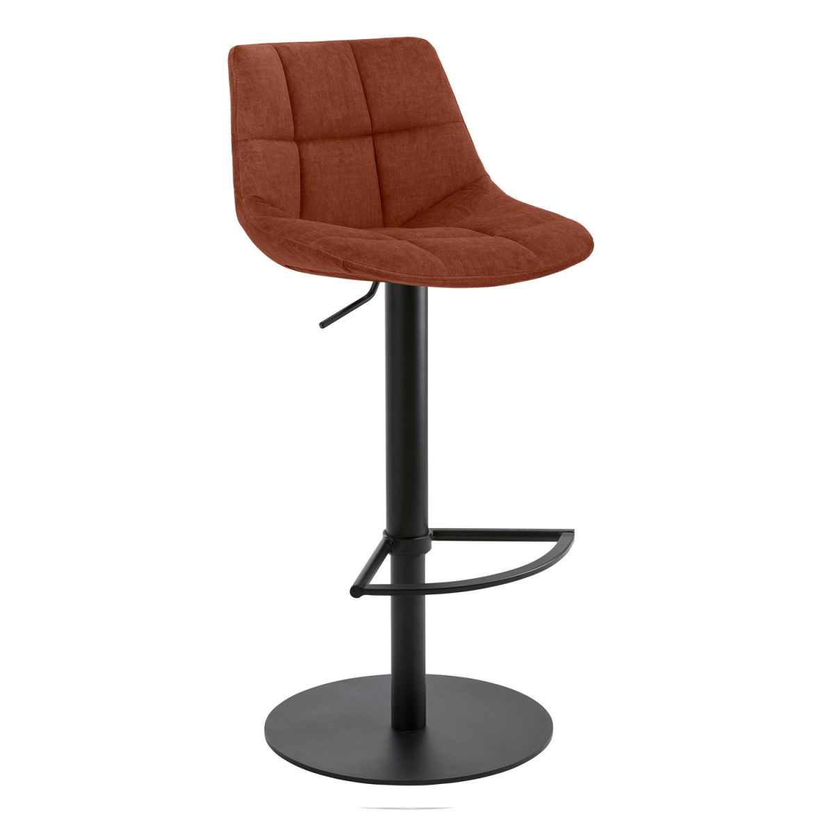 Mayer Sitzmöbel Barhocker höhenverstellbar Rautensteppung Samt 48x49x79.5 cm (BxTxH); Sitz rostbraun, Gestell schwarz