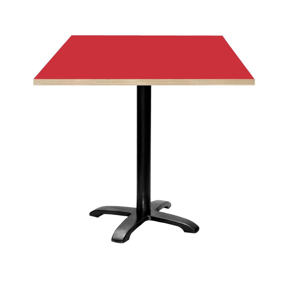 RestooTab Tisch Bazila quadratisch - Dekor Uni 70x70x74 cm (LxBxH); Platte rot, Gestell schwarz; quadratisch