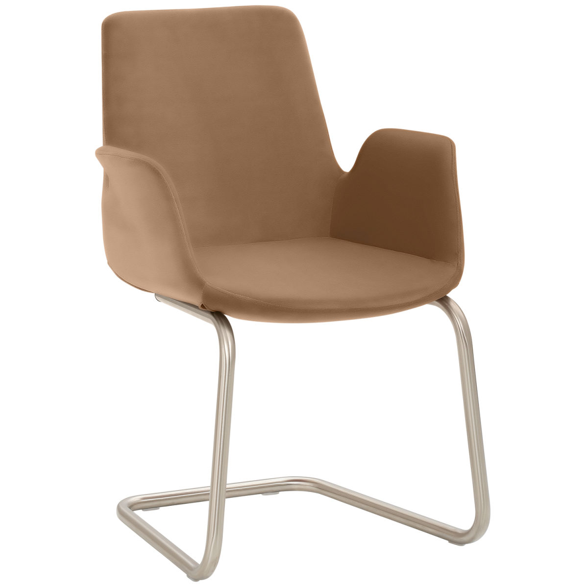 Mayer Sitzmöbel Sessel 2009, Mikrofaser-Stoff, mit Armlehnen 58x56x86 cm (BxTxH); Sitz hellbraun, Gestell edelstahl
