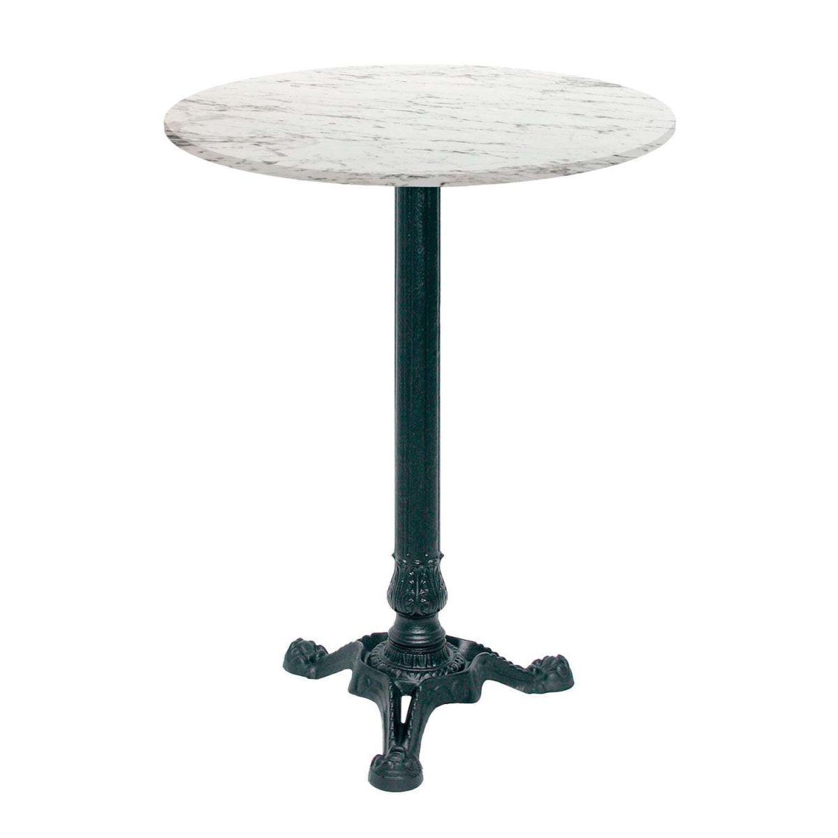 RestooTab Stehtisch Bistrot rund - Dekor Stein & Holz 60x60x113x60 cm (LxBxHxØ); weiß/steingrau/marmoriert; Gestell schwarz; rund