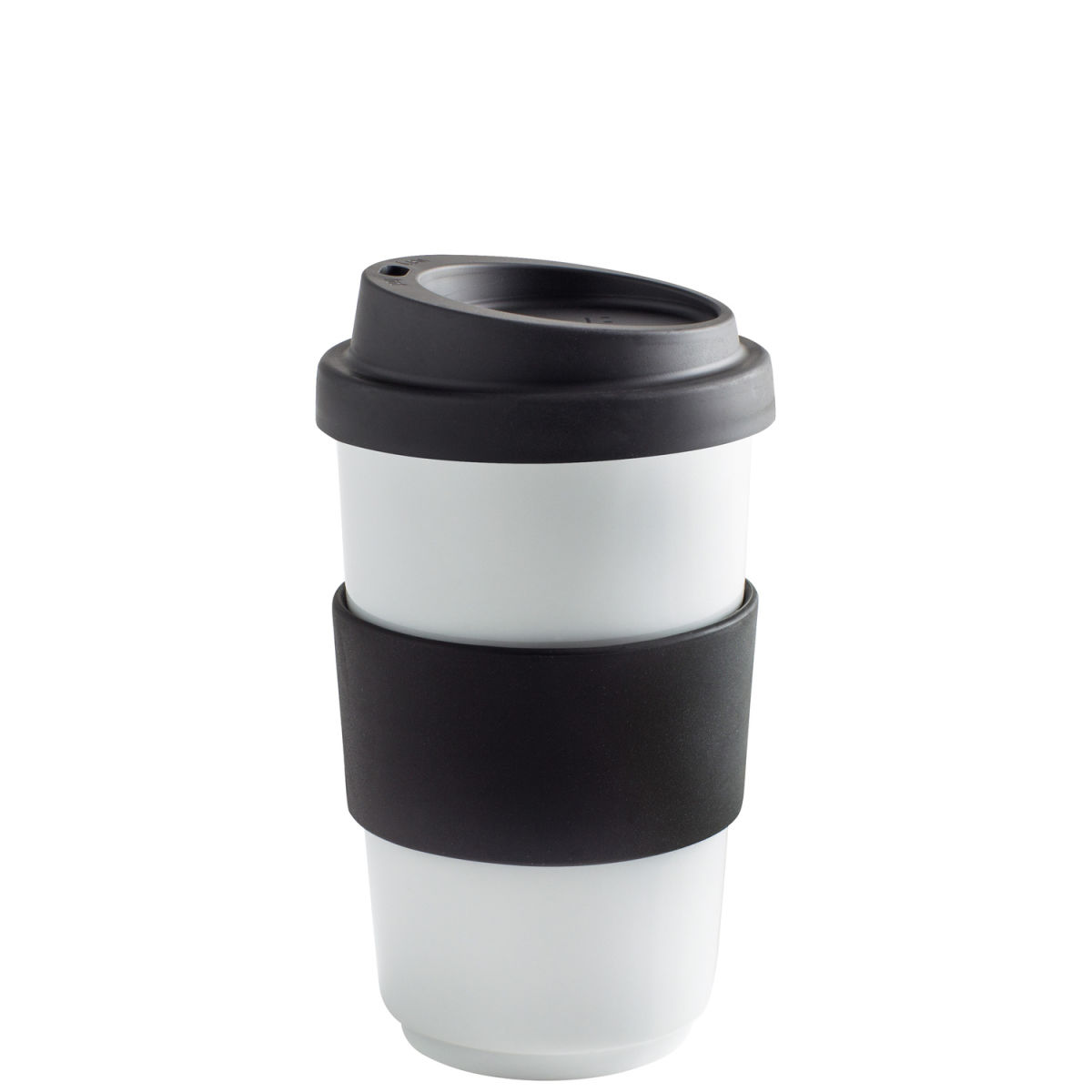 Kahla Becher + Trinkdeckel + Banderole fillit 400 ml, 8x13 cm (ØxH); schwarz; rund