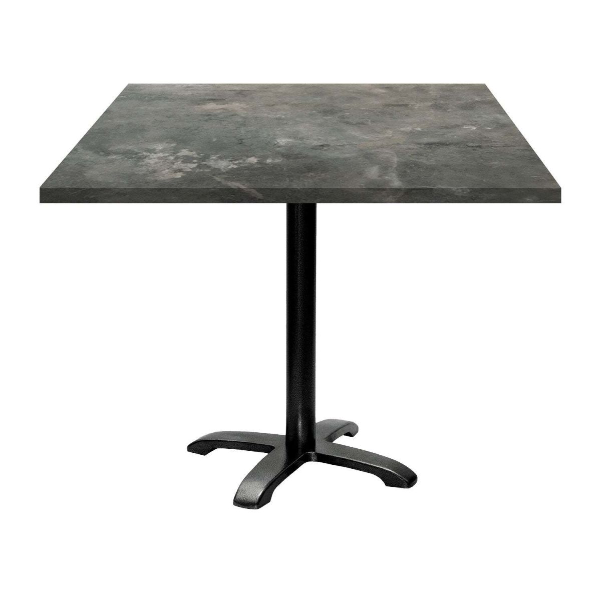 RestooTab Tisch Bazila quadratisch - Dekor Stein 90x90x74 cm (LxBxH); Platte graublau, Gestell schwarz; quadratisch