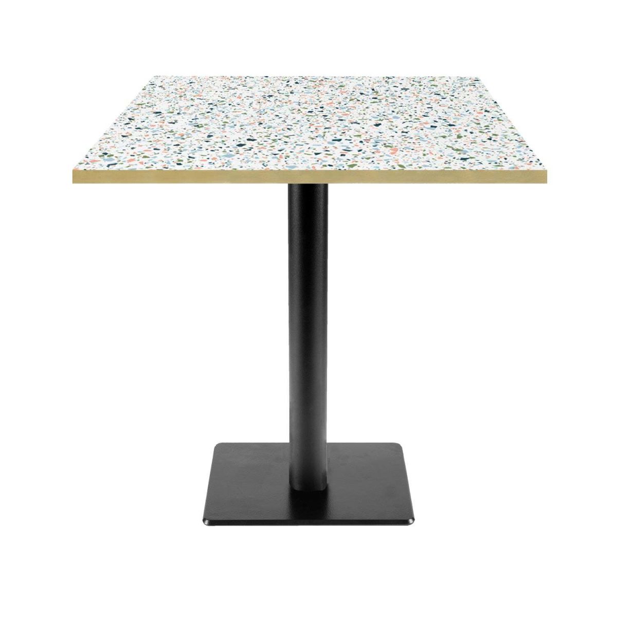 Tavolo Milano-T quadrato - laminato pietra RestooTab; 70x70x75 cm (LxLxH); multicolore/terazzo/ottone; quadrata