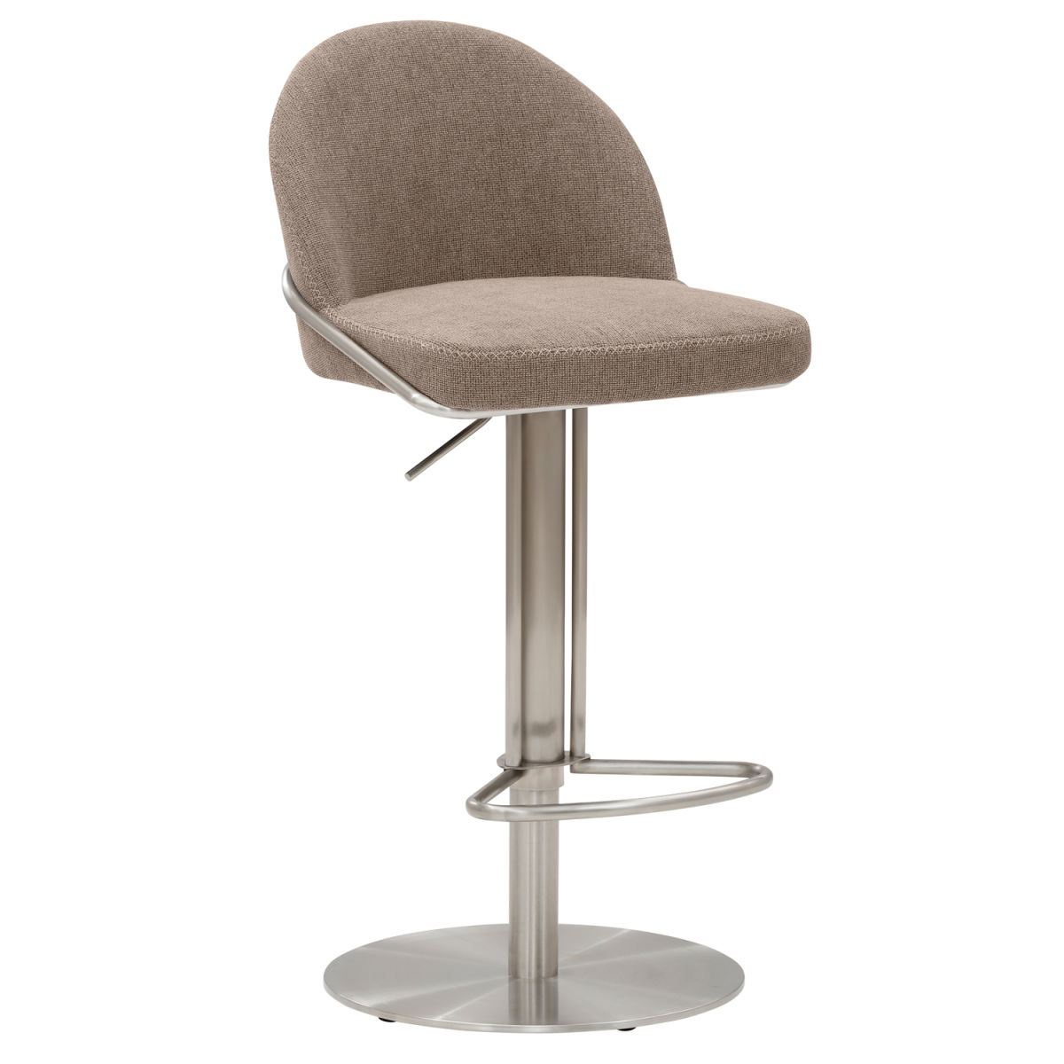 Mayer Sitzmöbel Barhocker höhenverstellbar Edelstahl gebürstet, Stoff 45x51x81 cm (BxTxH); Sitz hellbraun, Gestell edelstahl