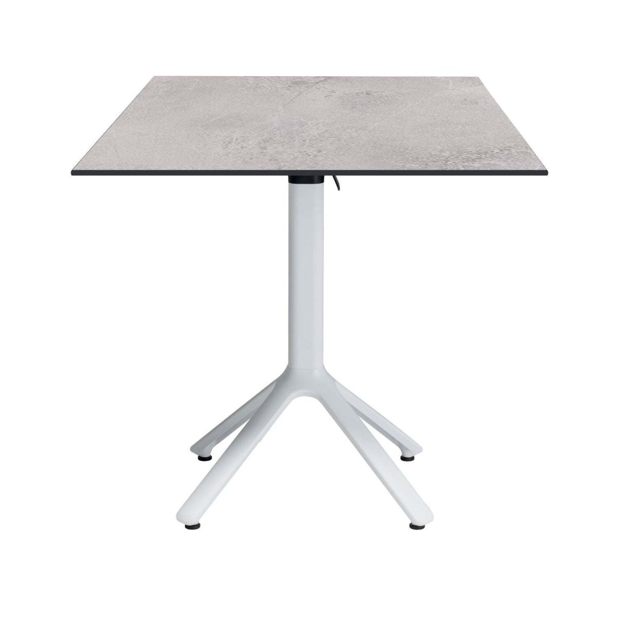Tavolo pieghevole Nemo bianco da esterno 70x70 RestooTab; 70x70x74 cm (LxLxH); Piano tavolo grigio chiaro, struttura bianco; quadrata