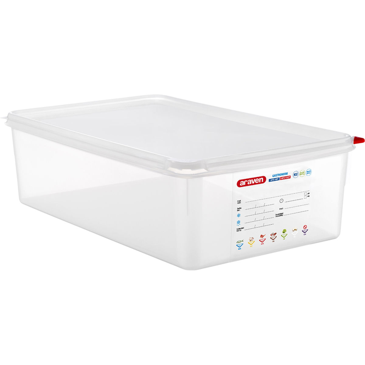 Araven Gastronormbehälter mit Deckel, Polypropylen GN 1/1, 21 l, 53x32.5x15 cm (LxBxT); transparent