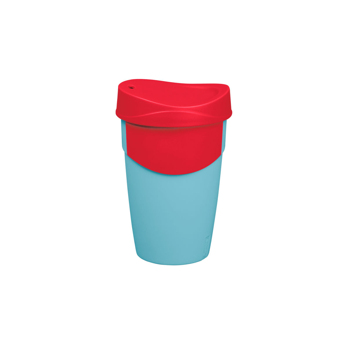 helios To-Go-Becher WayCup 400 ml, 13.7 cm (H); hellblau/rot; 0.4 l Eichstrich