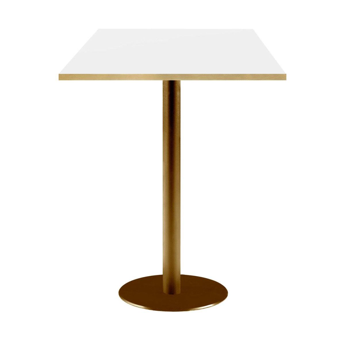 RestooTab Stehtisch Rome quadratisch Gestell goldmetallic - Kanten messing 60x60x113 cm (LxBxH); Platte weiß/messing, Gestell messing; quadratisch