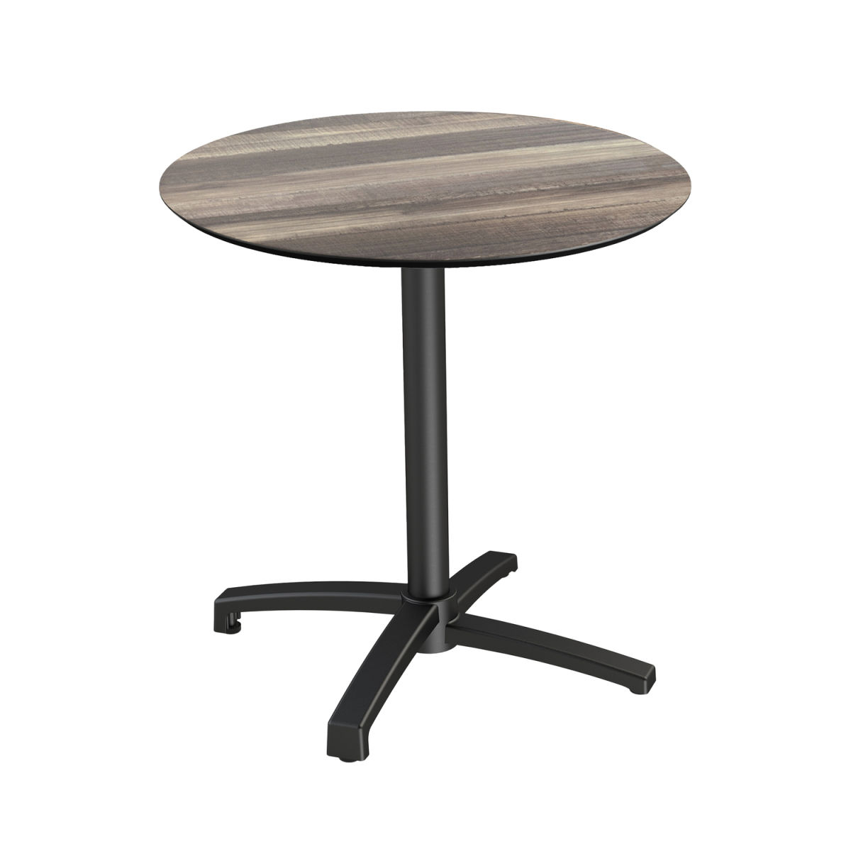 Feros Terrassentisch X Cross Schwarz Gestell + HPL rund 74 cm (H); hellbraun; rund