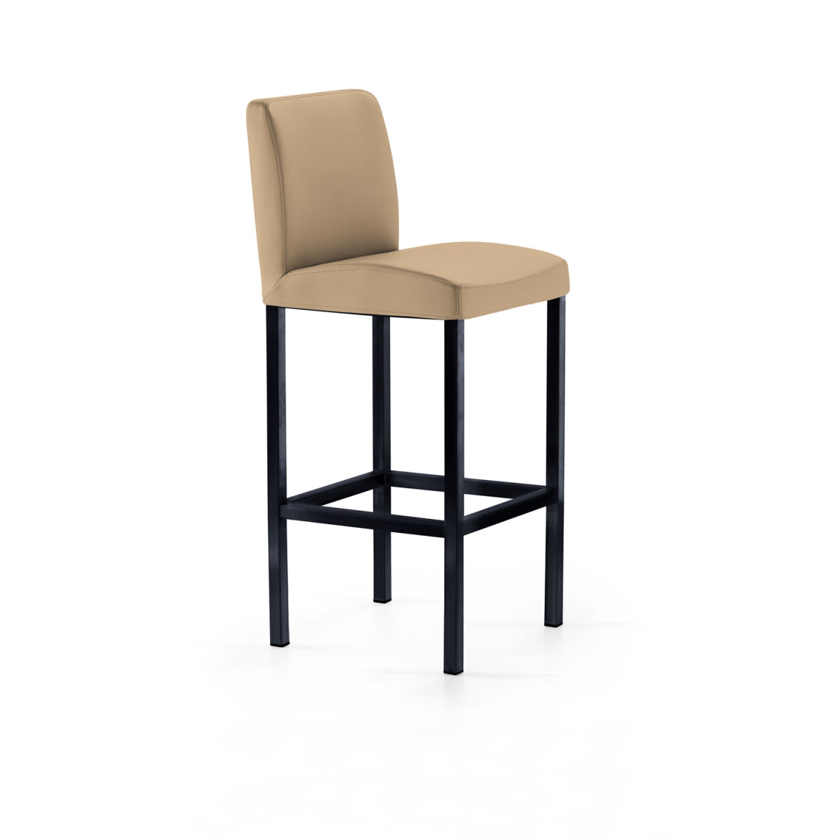 Mayer Sitzmöbel Barhocker Barstuhl, Vierfuß, Mikrofaser in Lederoptik, bis 150 kg 40x45x94 cm (BxTxH); Sitz beige, Gestell schwarz