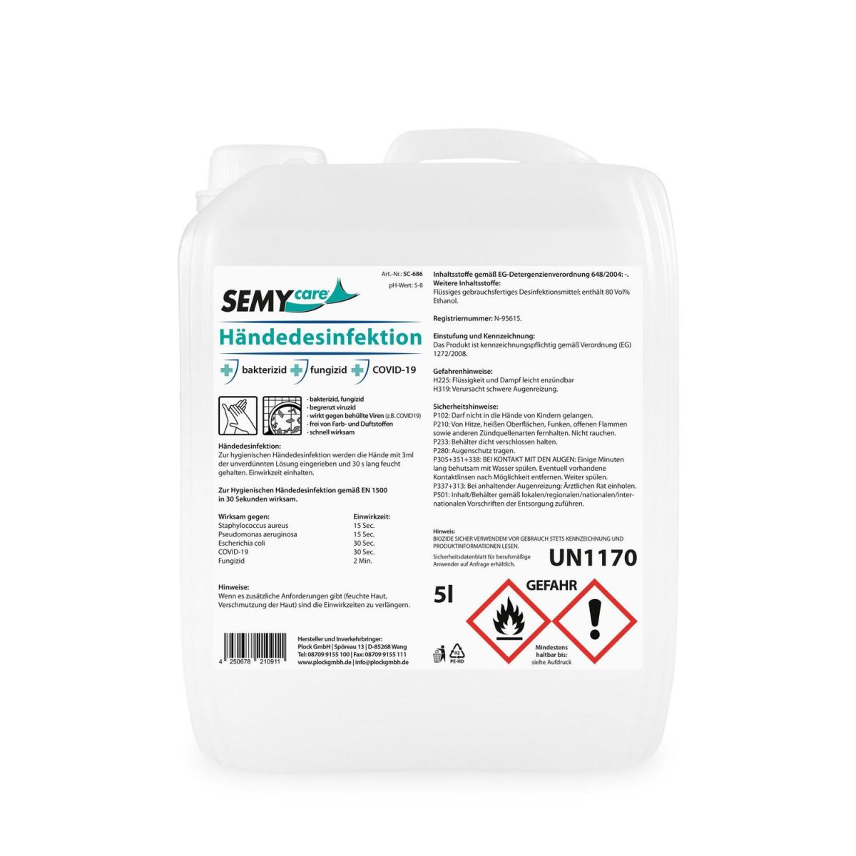 Plock SEMYcare Händedesinfektion 5 l; transparent
