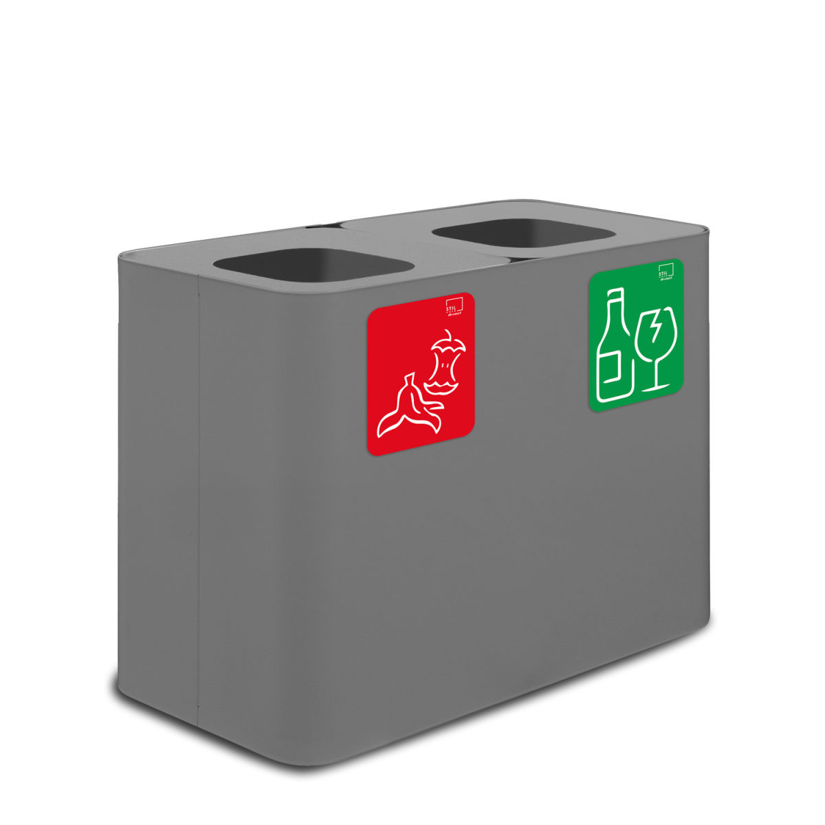 STIL CASA Stil Casa PURE Abfallsammelsystem, mit zwei Fächern 140 l, 77x39x50.5 cm (LxBxH); grau; rechteckig