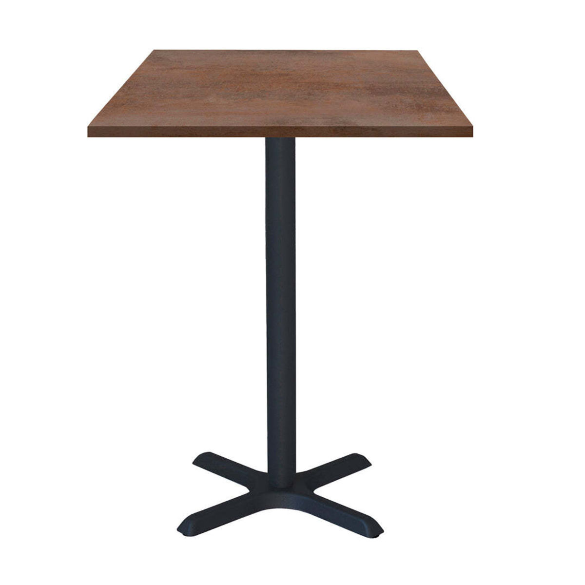 RestooTab Stehtisch Dina quadratisch - Dekor Stein 60x60x112 cm (LxBxH); Platte bronze, Gestell schwarz; quadratisch