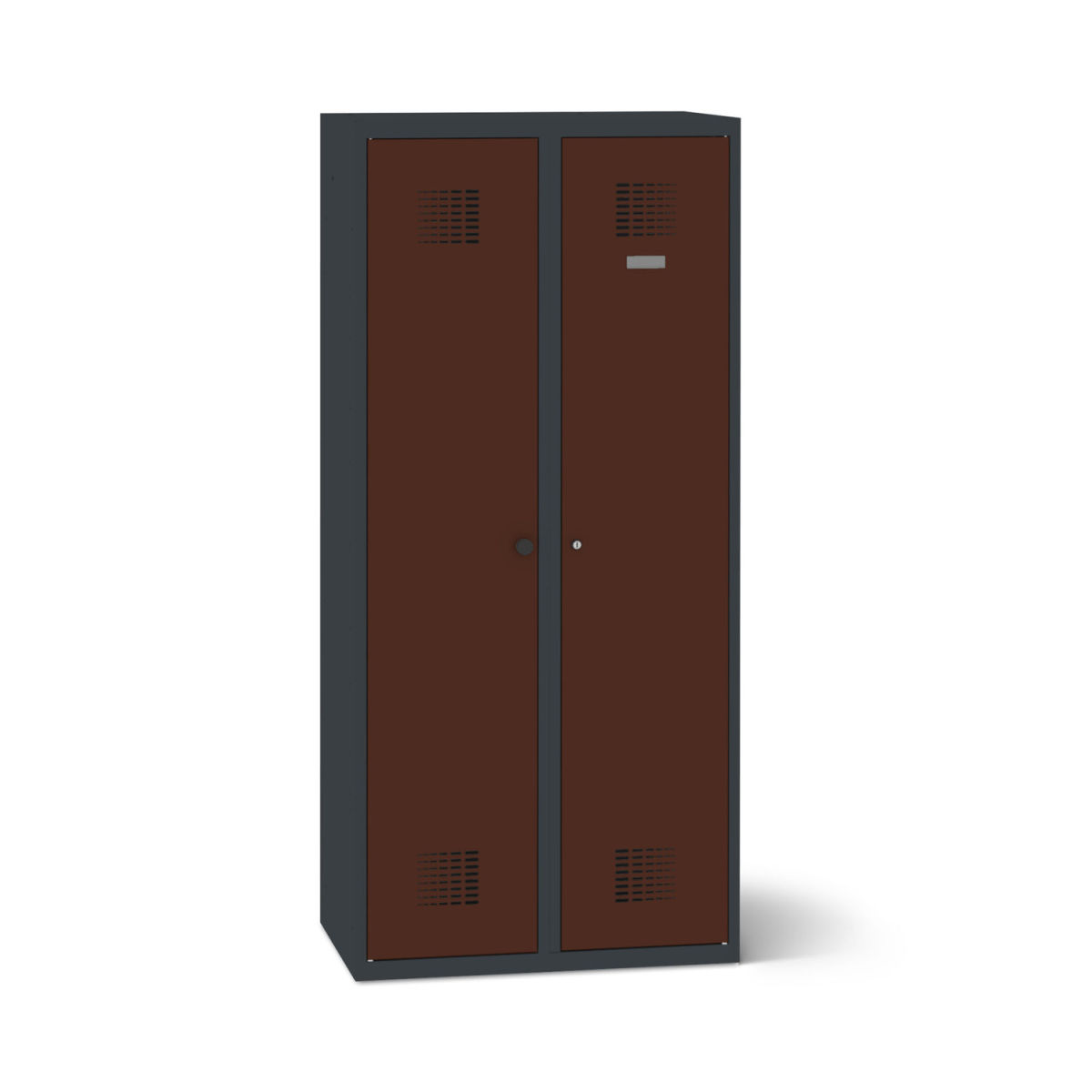 rotstahl Doppelspind mit anthrazitgrauem Korpus 80x50x180 cm (BxTxH); mahagoni