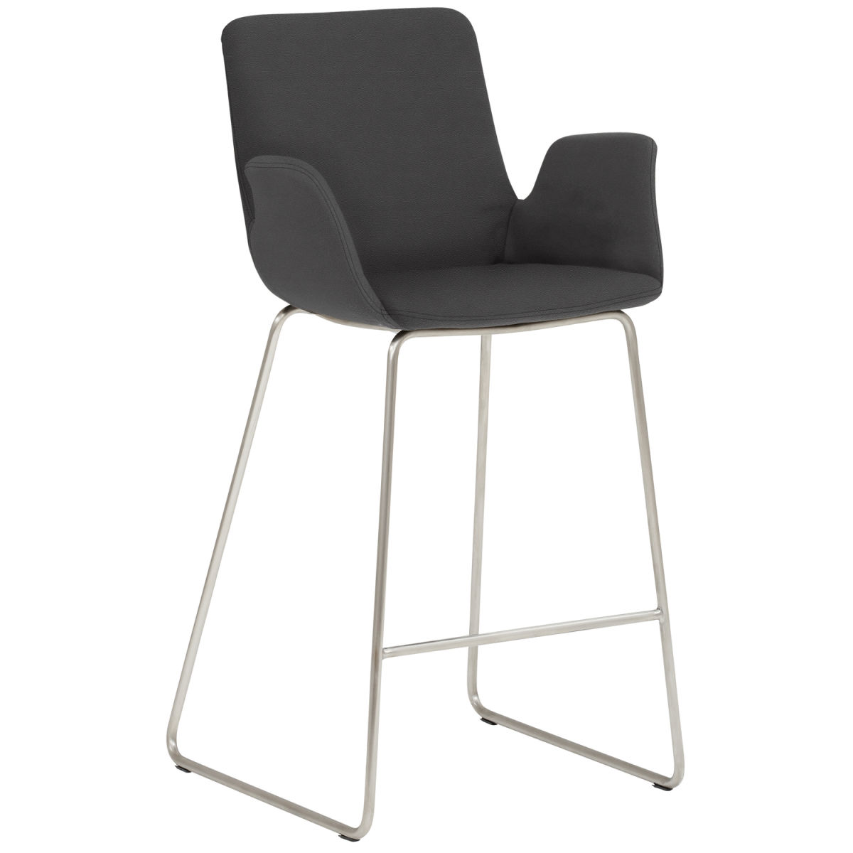 Mayer Sitzmöbel Tresenhocker mit Armlehnen, Kufengestell, Mikrofaser in Lederoptik Gestell silber 53x49x95 cm (BxTxH); Sitz graphit, Gestell silber